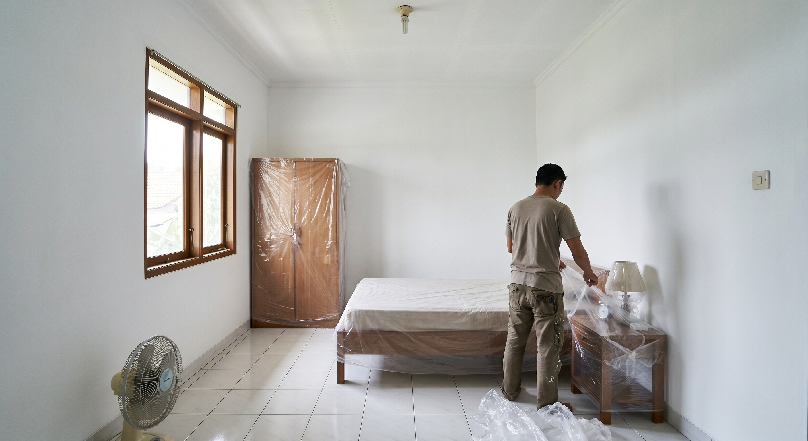 Sebelum pengecatan - ruangan kusam dan kotor